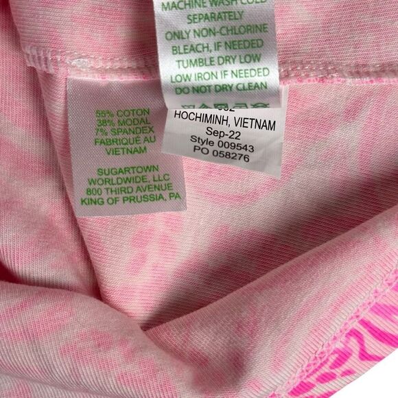 Lilly Pulitzer Small Reema Long Sleeve Polo Shirt Pink Bloom Foxy Llama - Picture 8 of 8